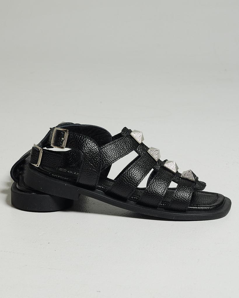 Flat Sandals Guero 652602 36 Black Leather