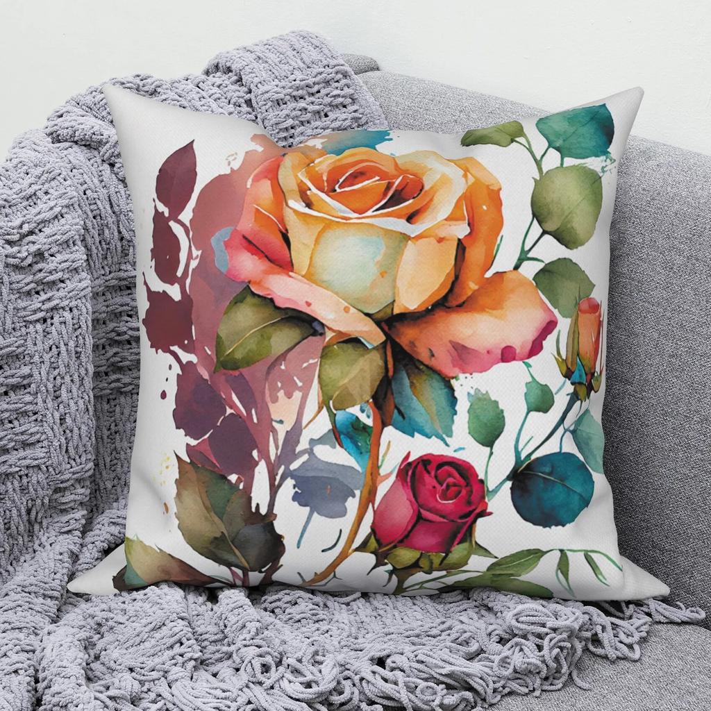 Kissenbezug, modernes Sofa, quadratisch, Kissenbezug, Heimdekoration, Rosen-Blumen-Überwurfmuster