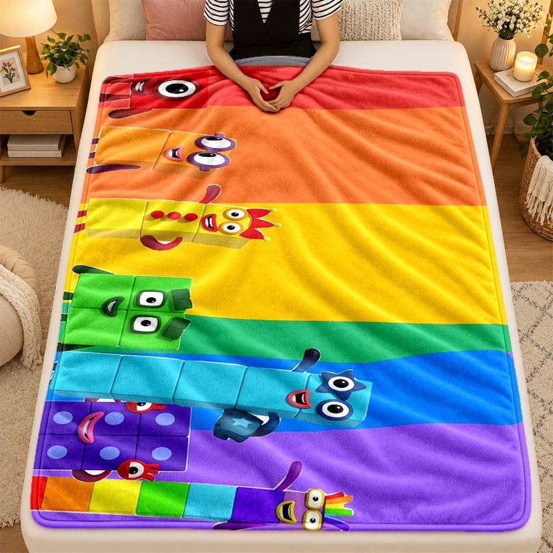 Flannel BlanketNumberblocks Warm Soft Throw Blanket for Indoor Sofa Bed Living Room Use