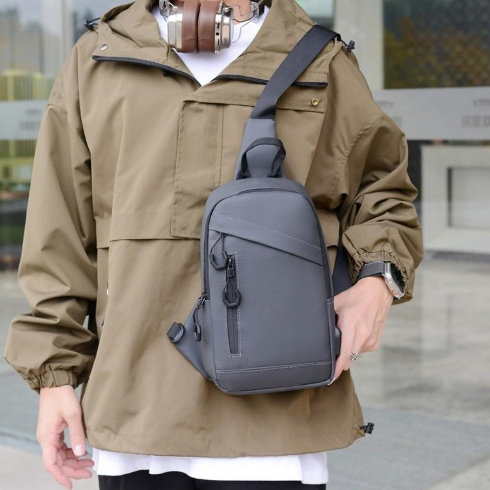 Oxford Men Chest Bag Solid Color Phone Crossbody Bag Casual Male Shoulder Bag  Cycling