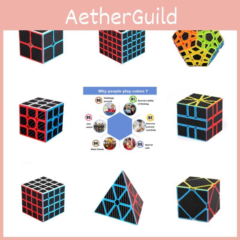 Carbon Fiber Pyramid Shaped Twisty Puzzle Set 2x2 3x3 4x4 5x5 Fun Brain Teaser Toy