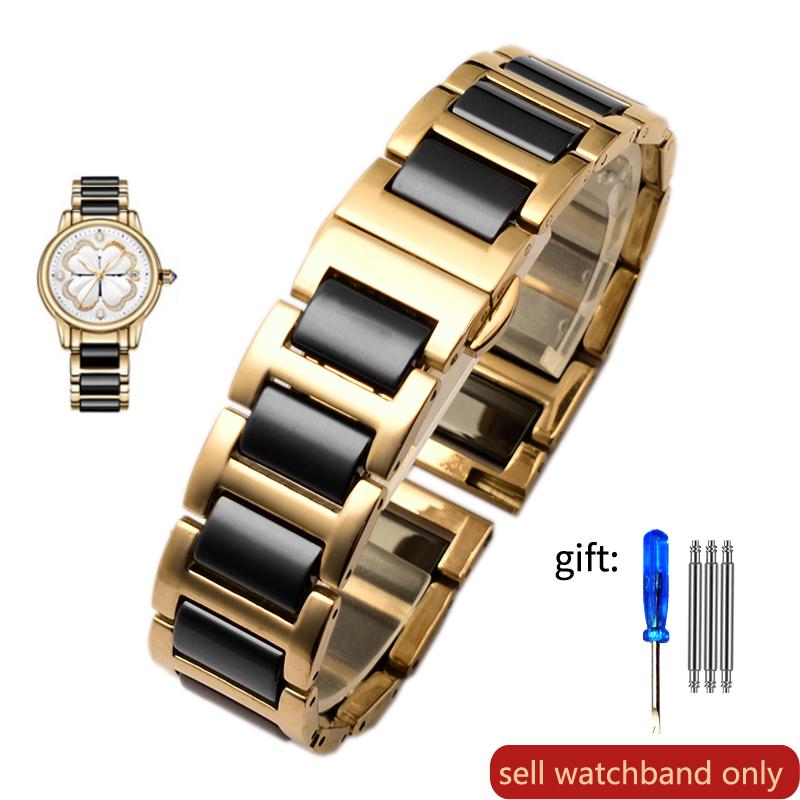רצועת שעון קרמית איכותית עבור Rossini Guess Ebo Watch King רצועת שעון פלדה צמיד 16 18 מ"מ