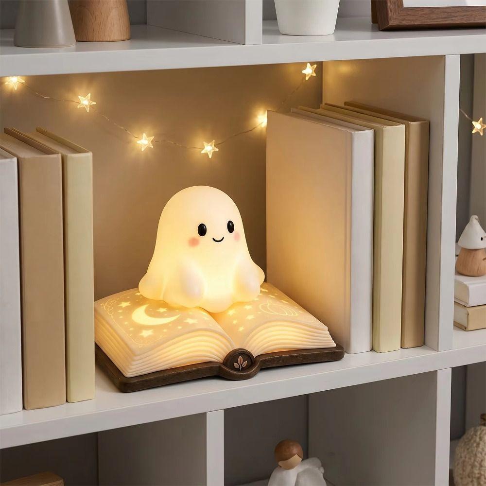 Warm Glow Resin Night Light Compact Design Desktop Ornament Ghost Night Light Holiday Gifting