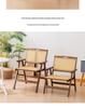Vintage Style Portable Foldable Rattan Chair with Backrest for Home, Balcony, and Outdoor Leisure