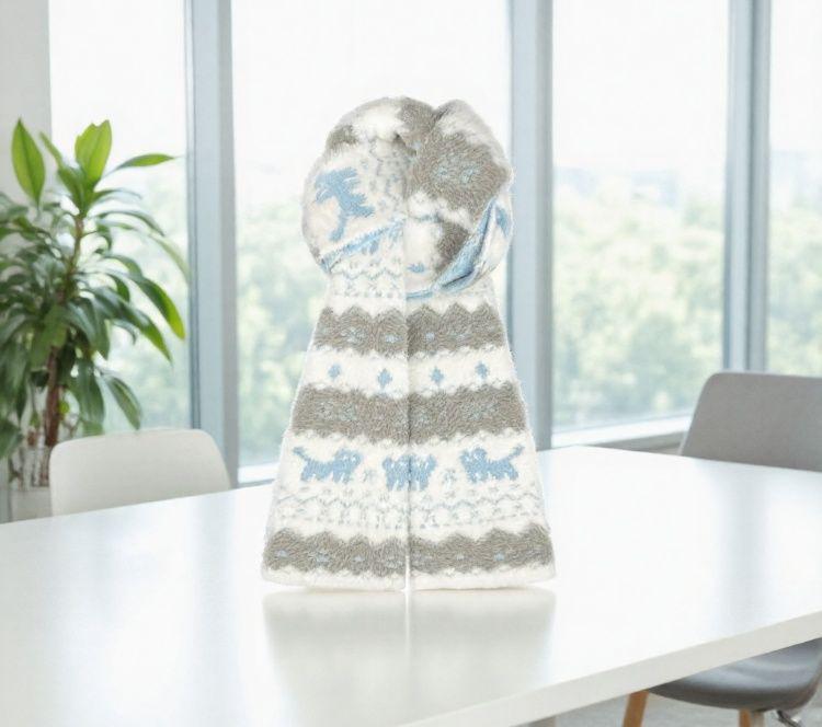 Корейский двусторонний плюшевый вязаный шарф - Женский милый и теплый зимний шерстяной шарф 2025