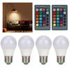 4pcs E27 RGB LED Light Bulbs Colorful Decorating Lamp with 2 Remote Controls 3W AC85‑265V