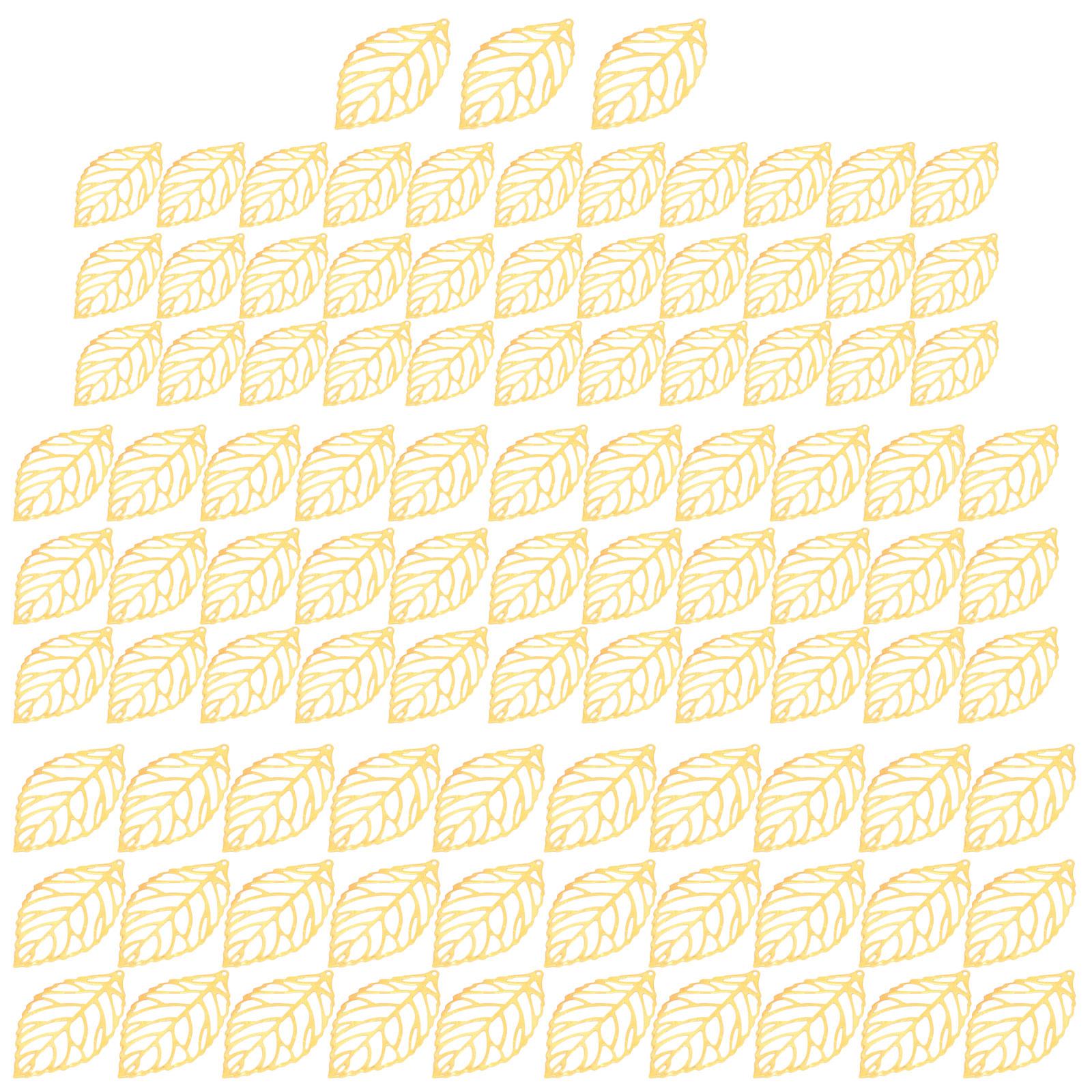 

100Pcs Craft Filigree Metal Leaves Decorative Wraps Decorative Leaf Charm Filigree Leaf Elegant Charm Embellishments