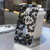 Trendy Black Lace Flower Pattern Phone Case For iPhone 17 16 15 14 Pro 17 Air 13 12 11 Max Mini 7 8 Plus XR XS Soft Clear Cover