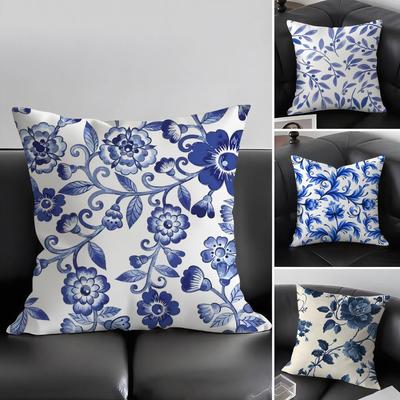 Blue Pattern Hot Cushion Cover Pillowcase Ultra Soft Skin Friendly Fabric Cloud Like Comfort  Concealed Zipper