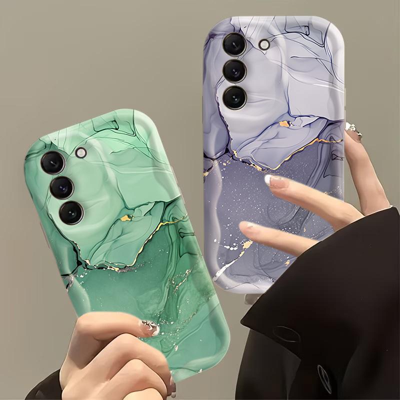 Colored Marble Cream Wave-Edge Phone Case for Samsung S26 Ultra 5G Cases Galaxy S25 Plus S24 S23FE A17 A37 A57 A56 A55 A16 Cover