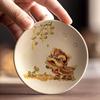 Grass And Wood Gray Xi Lion Teacup Pad, Ceramic Kung Fu Tea Tea Ceremony Accessories, Cup , Anti-Scalding And Heat Insulation Household Saucer Lion