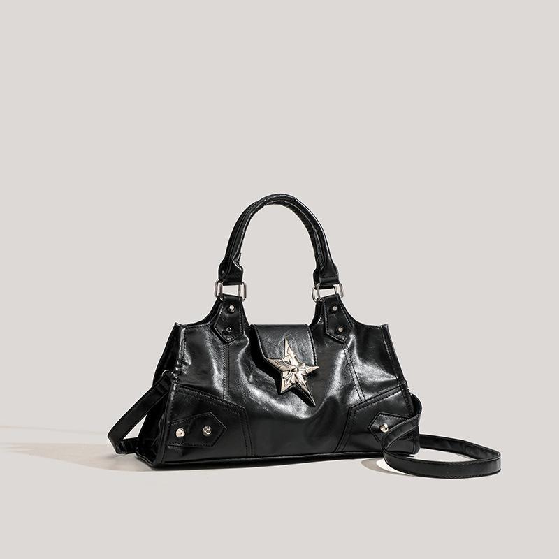 Y2K Korean Gothic Star Girl Black Bag Aesthetic Vintage Fairy Grunge Punk Goth Purse Shoulder Handbags Bucket Tote Bags Women