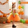 Vestido Tutú de Calabaza Disfraz de Halloween para Niñas Falda de Tul Vestido de Fiesta con Diadema y Bolsa de Calabaza Set para Festival Actuación en Escenario