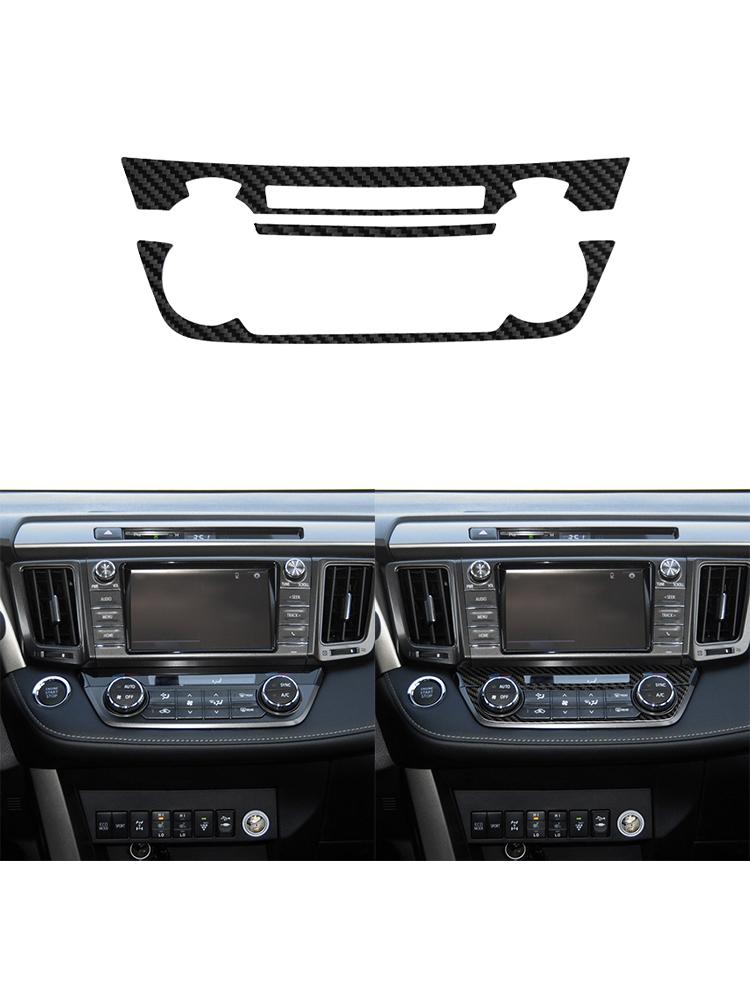 Black For Toyota RAV4 2013-2015 Car Interior Button Panel Decoration Protection Carbon Fiber Sticker Auto Styling Accessories