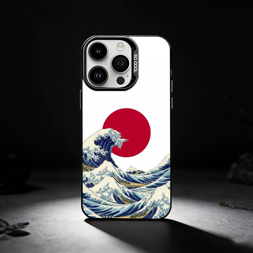 Great Wave Off K-Kanagawa Phone Case For iPhone 17,16,15,14,13,12,11 Plus,Pro Max,XS,Colored Silver Phone Case