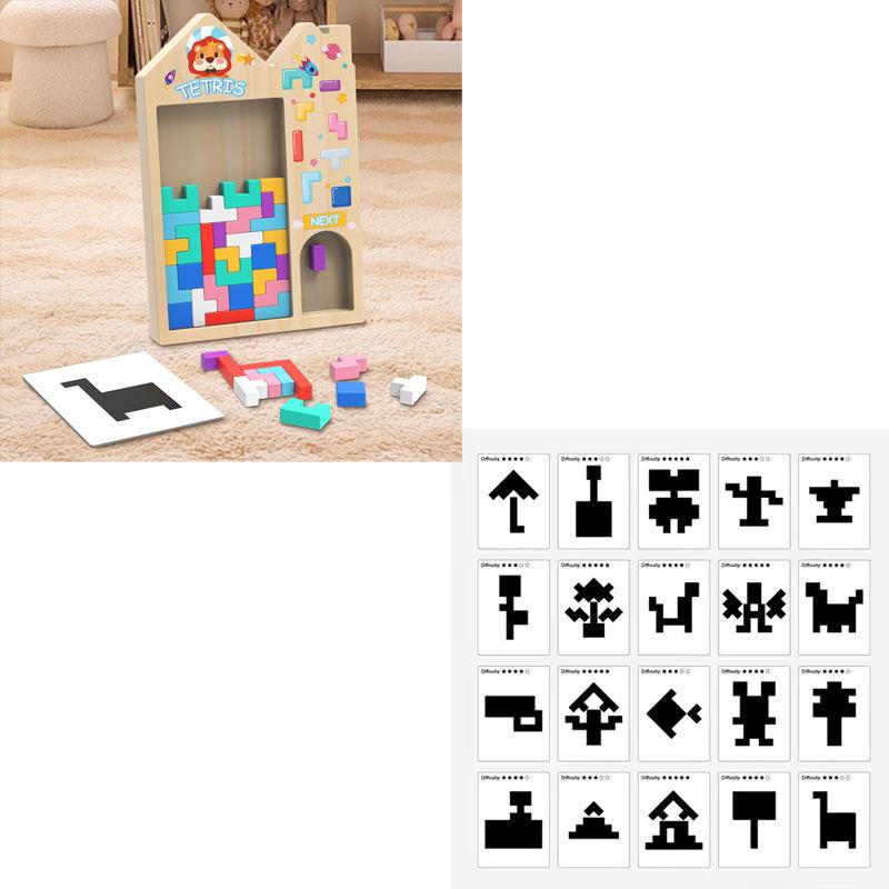 3D Russisches Tetris Holzpuzzle Lernspielzeug für 4 6 Jahre alte Kinder