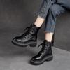 Autumn Winter Genuine Leather Platform Martin Boots for Women Distressed Finish Chunky Sole Side Zipper Ankle Boots