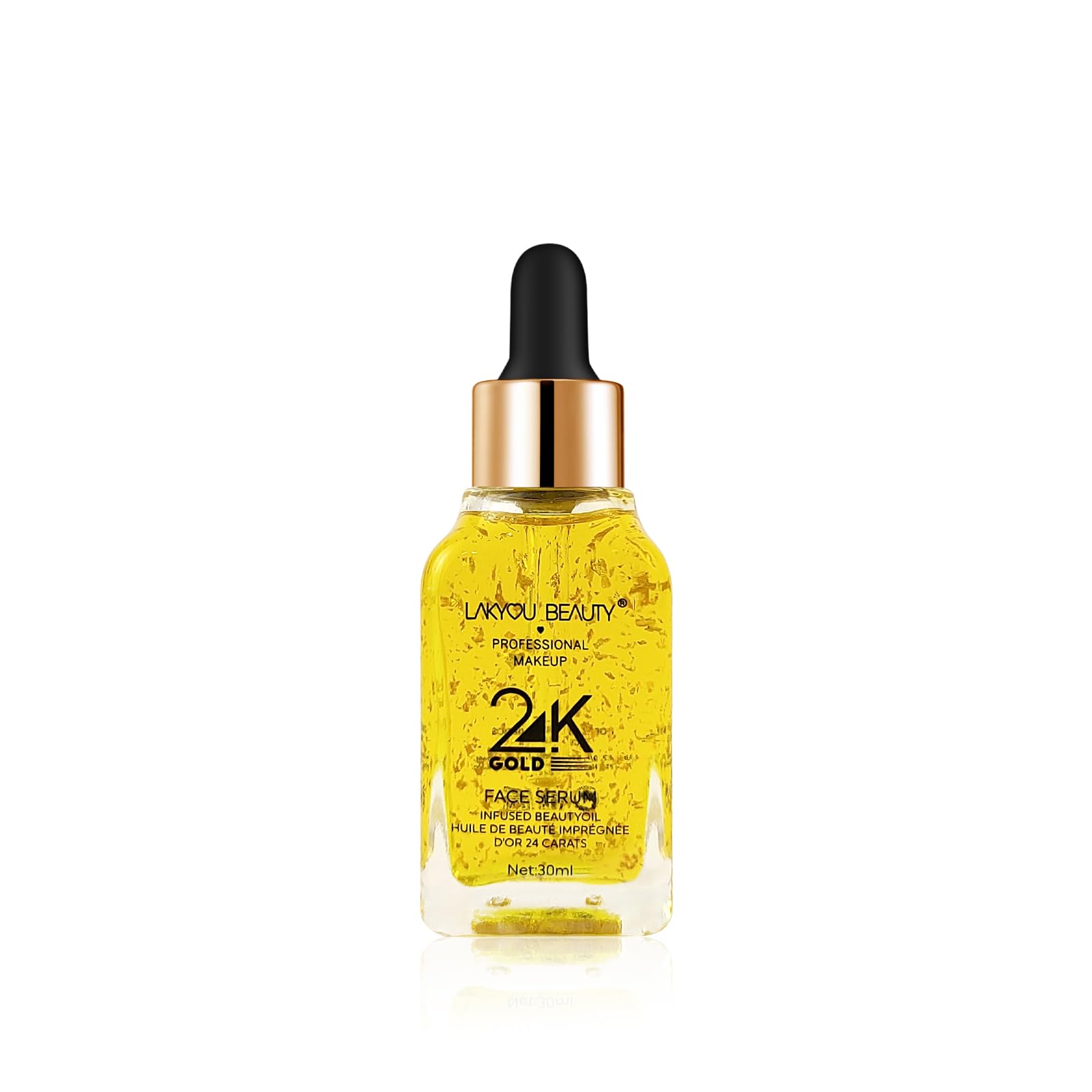Lakyou Beauty Сыворотка для лица с 24-каратным золотом | 30 мл | Увлажняющая и питательная сыворотка для лица | Помогает улучшить сияние и свежесть кожи | Подходит для всех типов кожи |
