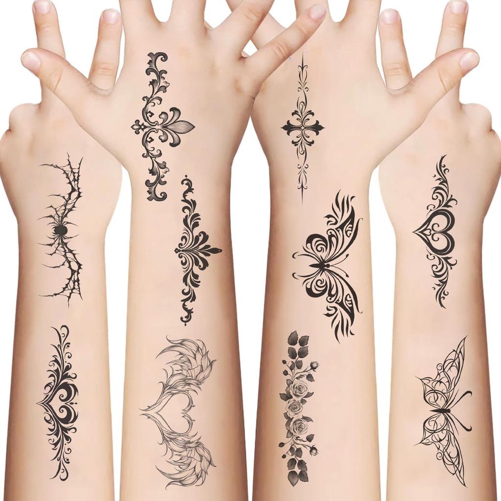New Cartoon Black and White Totem Series Tattoo Stickers Waterproof Party Gift Fun Face Hand Stickers