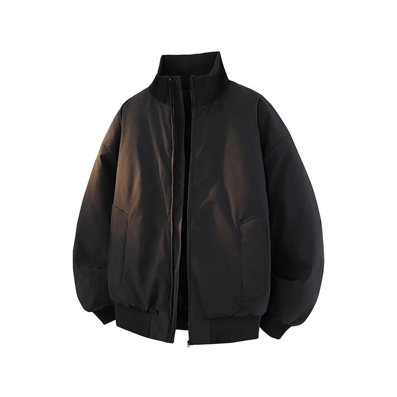 Autumn Men Harajuku Jacket Men Loose Parkas Jacket Winter Men Soild Color Casual Coats Male Outerwear Black Cotton Padded Jacket