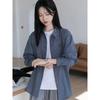 Blue Plaid Long Sleeve Shirt Women's Jacket Retro Loose Contrast Color  Button Top