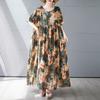 Summer new simple bohemian long dress fattened and enlarged short-sleeved crew neck printed dress women's clothing
