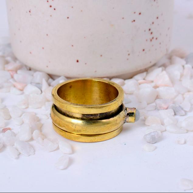 Handmade Brass Spinner Ring, Wide Fidget Anxiety Band, Boho Meditation Worry Jewelry, Rustic Stress Relief Thumb Ring, Unisex Gift