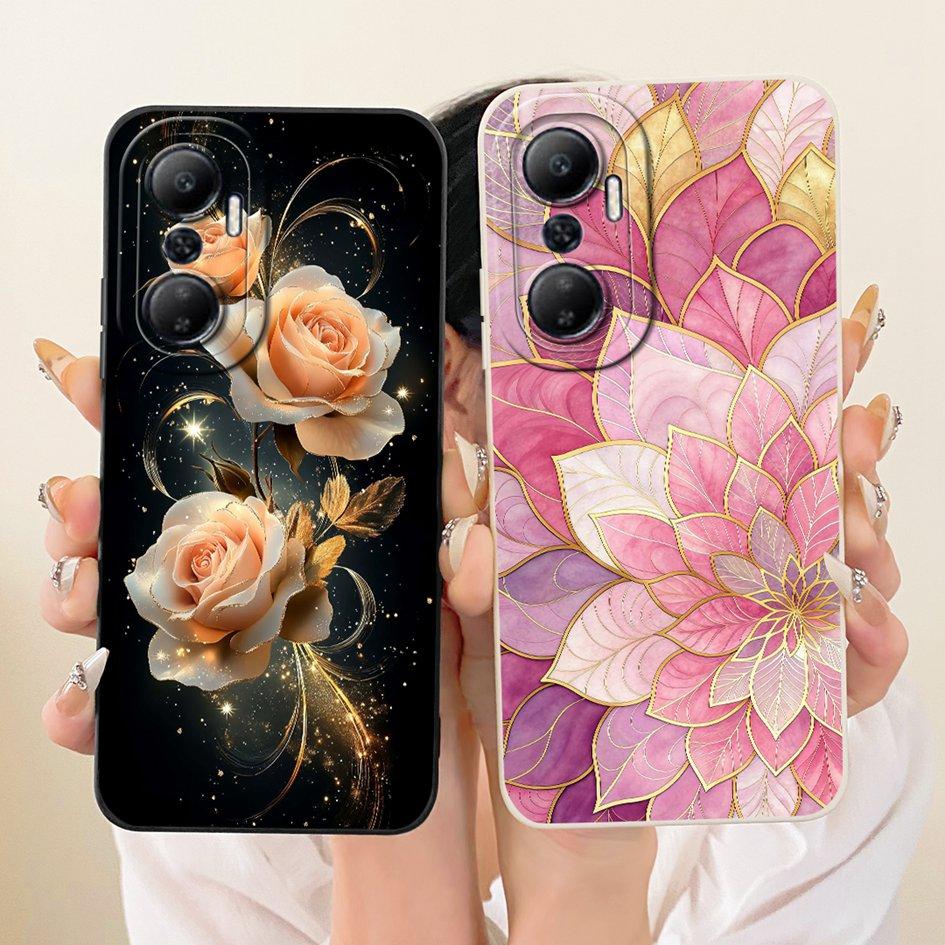 For Infinix Hot 20 Play Case X6825 Popular Flower Cover Soft Liquid Silicone Phone Shell For Infinix Hot 20s 20i Hot20 4G Covers