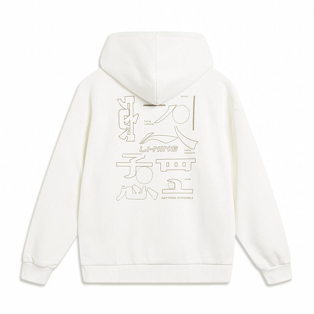 Li-Ning Li Ning Sports Life Collection Loose Fit Hooded American Print Letter Athleisure Versatile Fleece Lined Sweatshirt Unisex AWDU923-3