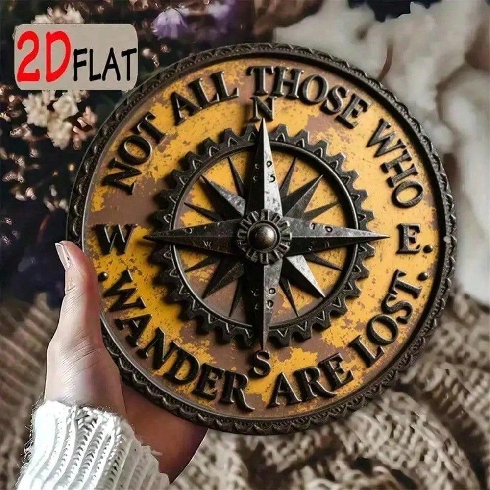

Vintage Industrial Compass Metal Sign Wall Art Inspirational Home Decor різнокольоровий