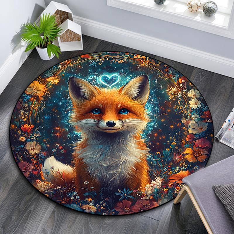 

Magical Fox Round Area Rug,Carpet Rug for Living Room Bedroom Sofa Playroom Decor,Non-slip Floor Mat 80cmx80cm
