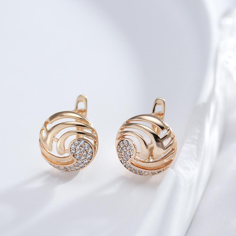 Fashion Glossy Dangle Earrings  Rose Gold Color Unique Natural Zircon Earrings For Women High Daily Fine Jewelry