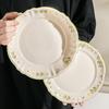 Lace Small Fresh Tableware High Value Ceramic Bowl Underglaze Color Household Bowl Set Large Capacity Binaural Bowl