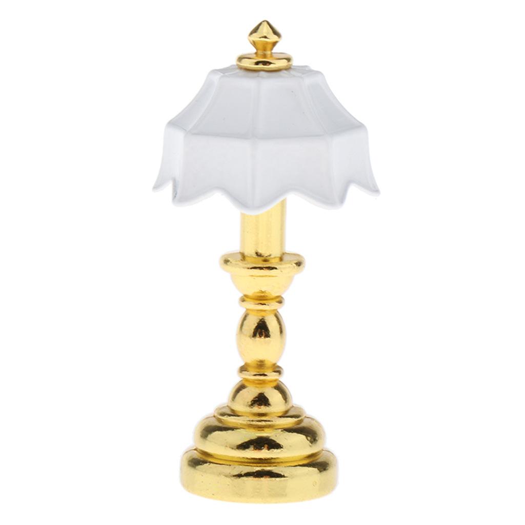 Miniature Dollhouse Table Lamp LED Desk Model Mini Light Decoration Children's Toy Dollhouse Play Accessories for Mini House Bedroom Pack of 2