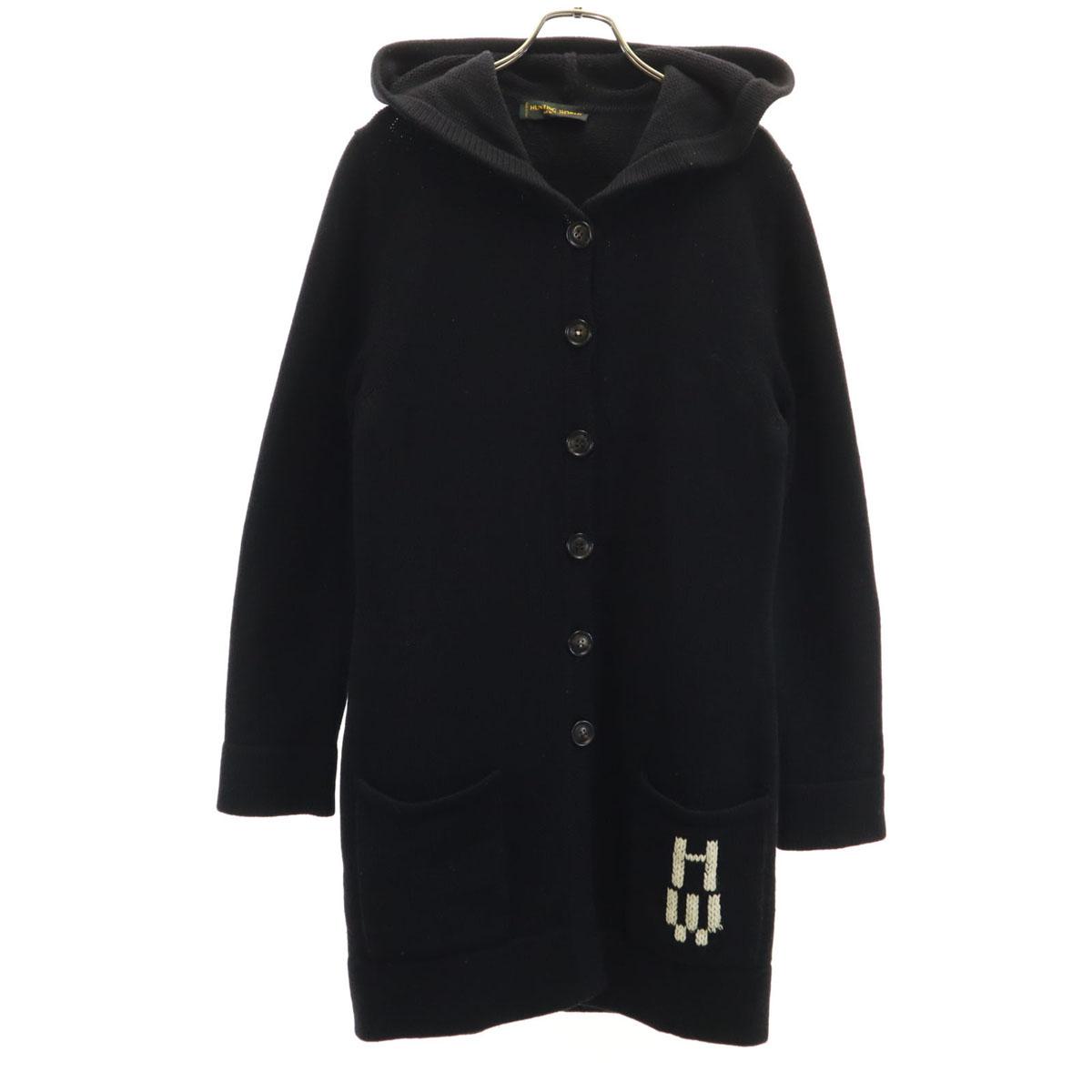 

HUNTING WORLD made in Italy Long sleeve long knit cardigan 38 black Women Used