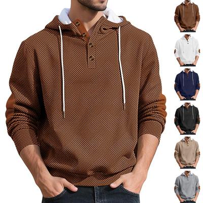 Men's Trendy Loose Hooded Jacquard Sweatshirt - Casual Long Sleeve Fashion Sportswear