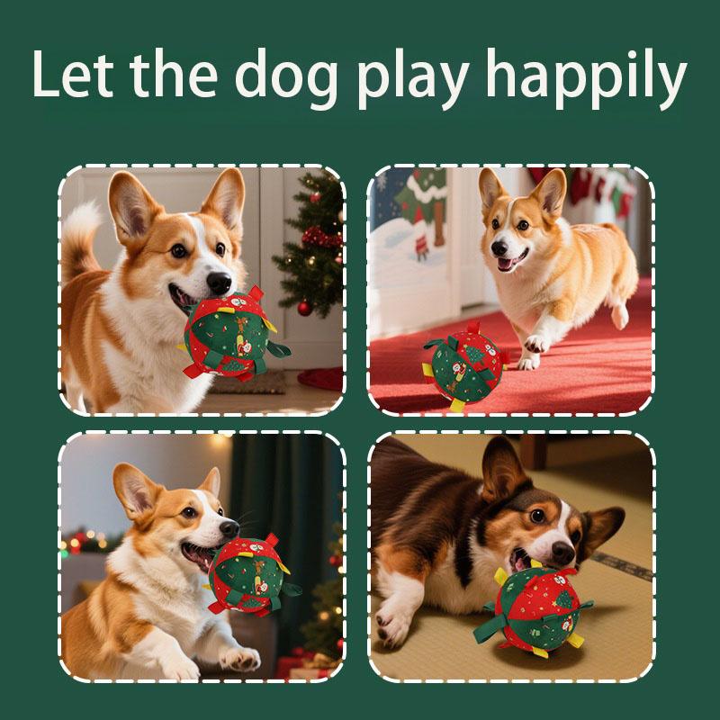 Etkileşimli Oyun için Zil Sesli Köpek Oyuncak Topu, Evcil Hayvan Sıkıntısını Giderir Eğlenceli Futbol Dış Mekan Antrenmanı İçin Evcil Hayvan Noel Hediyeleri
