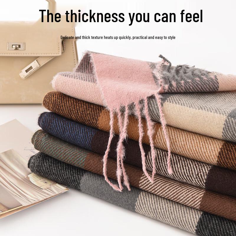 Retro Plaid Imitation Cashmere Long Scarf Shawl