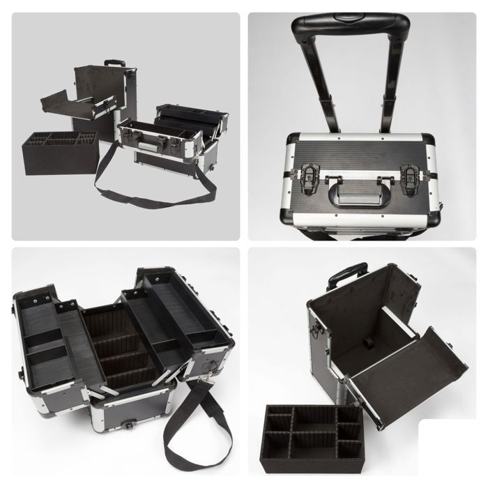 Mallette Trolley - VELLEMAN - Aluminium - Noir - 370 x 270 x 670 mm - Mixte
