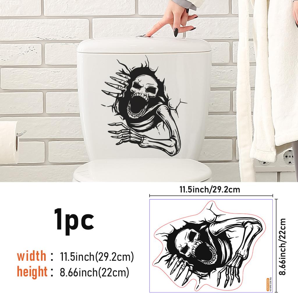 Halloween Toilet Sticker Horror Funny Sticker Self-Adhesive Decorative Sticker Toilet Toilet Lid Sticker