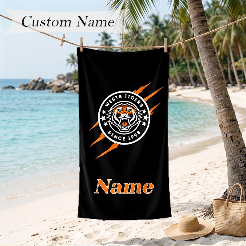 Wests Tigers Individuell bedrucktes Strandtuch Personalisierbares Weiches Handtuch für Schwimmen Strand Reisen