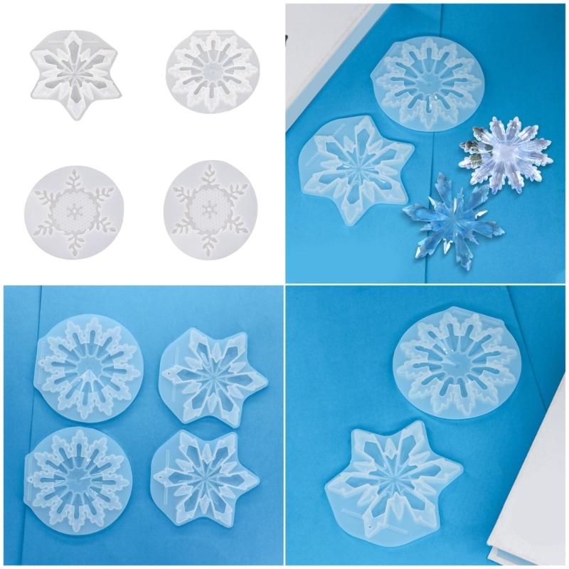 Silicone Snowflake Pendant Mould Christmas Tree Hanging Accessories Epoxy Mold Stylish Home Decoration Making Mold