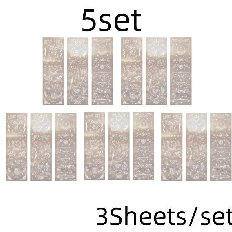 3 Sheets Butterfly Moon Star Stickers PET Transparent Decorative Stickers For Craft Album Journal Scrapbooking