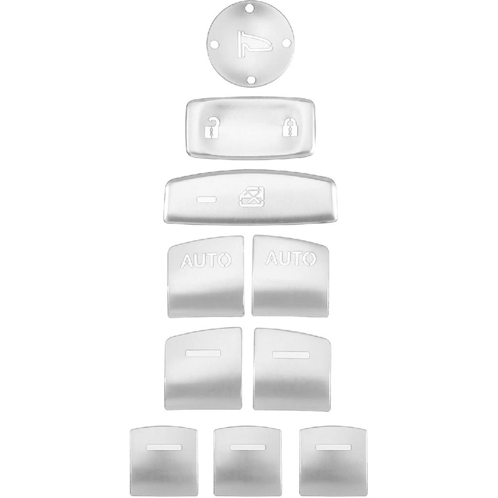 Car Master Window Switch Button Cover Trim Decal Sticker for Honda Accord 2018-2022 Silver Tone (Set of 10)