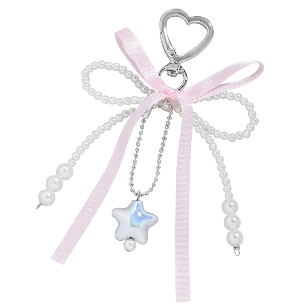 Elegant Heart Bowknot Love Charm Portable Keychain Charm Sturdy Pendant for Handbags Perfect for Daily Use Gifting