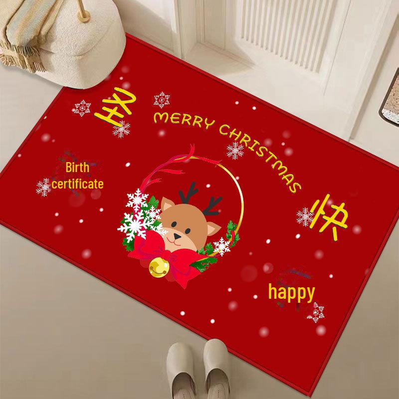 Non-Slip Christmas Cartoon Floor Mat for Entryway, Living Room, and Bathroom