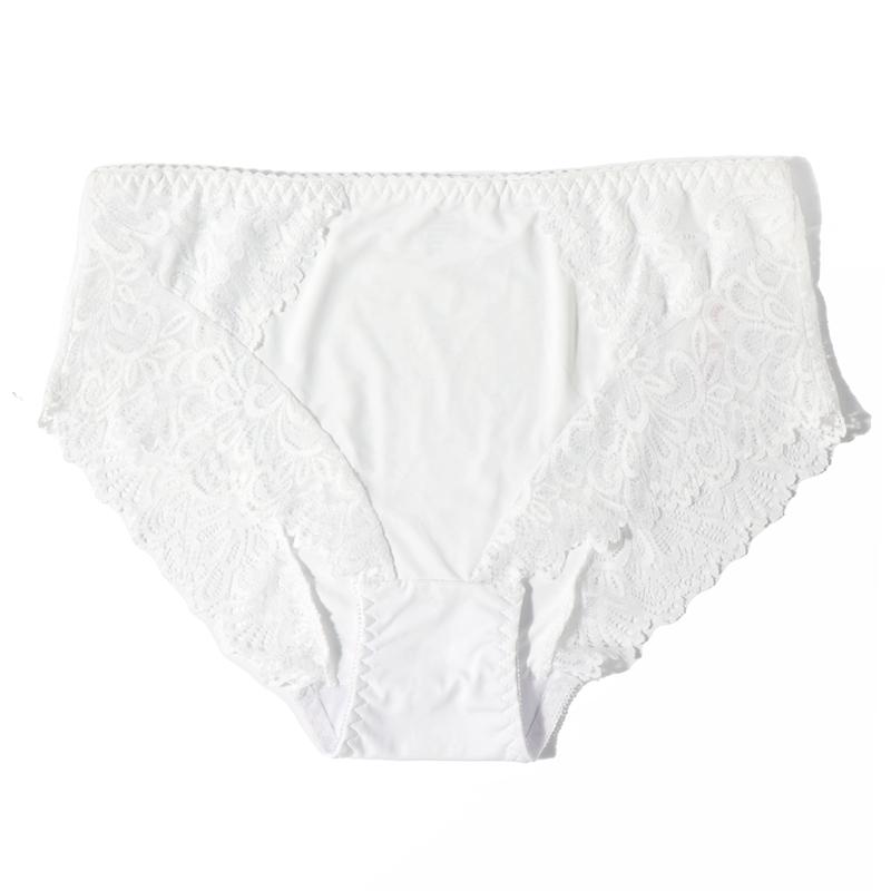 Women Plus Size Daily Panties Breathable Comfortable Middle Waist Half-Transparent Brief 0Xl - 5Xl - 6003