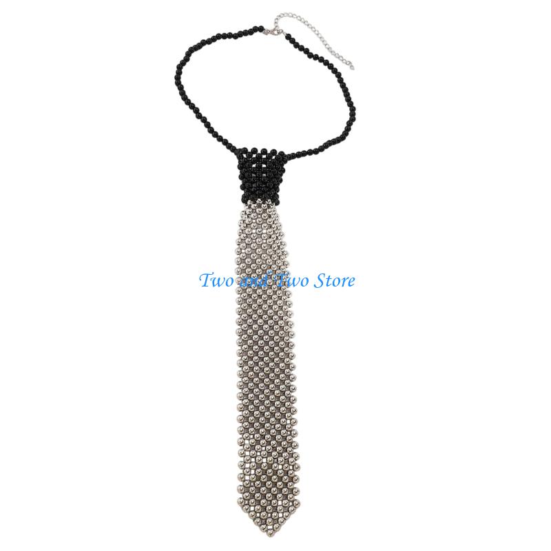 HX6F Schimmernde Perlen Choker-Halskette Luxuriöse Perlen-Krawatte für Damen für Hochzeit und Brautjungfern Schmuck