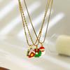 Lovely Cartoon Christmas Necklace Themed Pendant Collarbone Chain Neck Jewelry Gift For Women Holiday Party