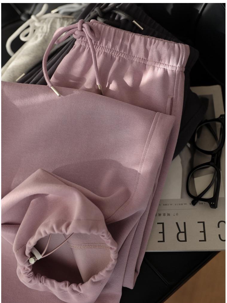 Sheng Ji Early Spring Sweatpants - Versatile Elastic Waist Straight-Leg Sports Pants Small